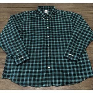 Brooks Brothers Mens XXL Archival Brushed Twill Flannel Dark Green Black Plaid